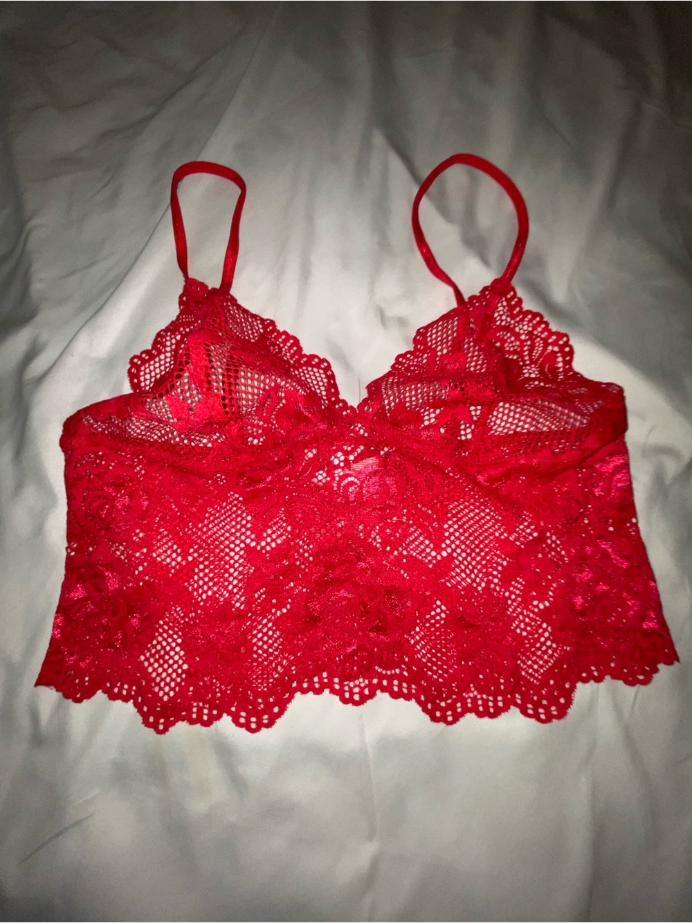 Victoria's Secret Red Lace Bralette - Floral Longline small